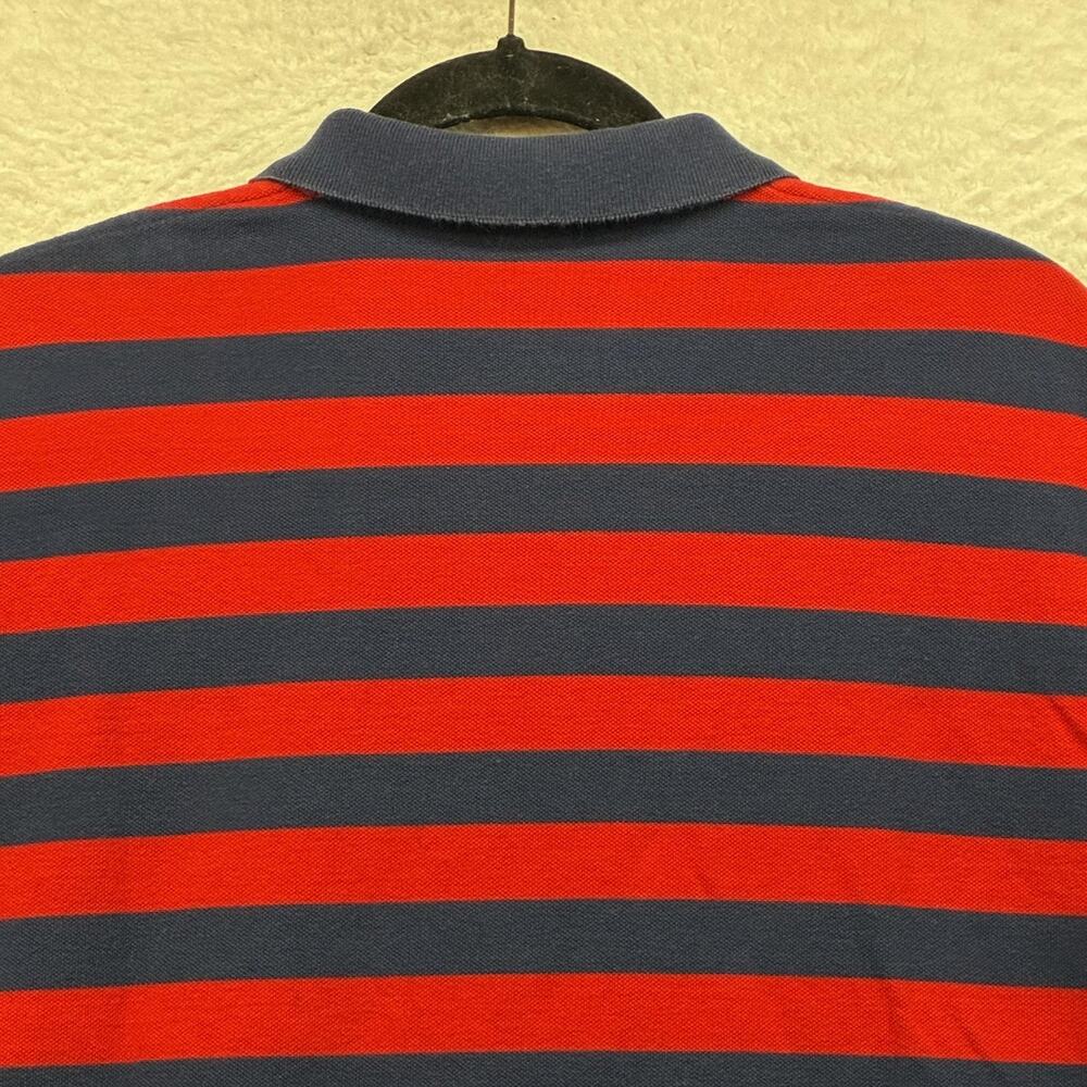 Vintage Polo By Ralph Lauren Polo Shirt Mens Large Red Navy Striped Pony Golf - Picture 5 of 10